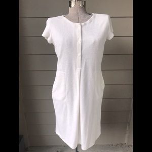 Vintage white terry cloth dress with pockets